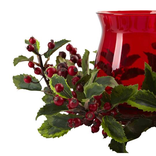 6.5" Red Holly Berry Candelabrum